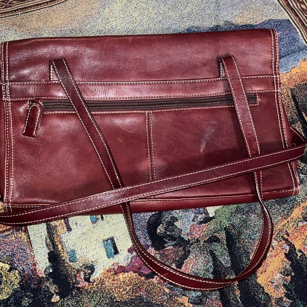Tignanello BROWN Leather Shoulder Bag with Buckle Accents - Picture 5 of 11